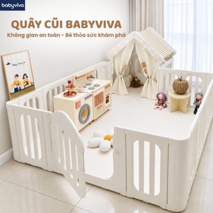 Quây cũi nhựa cho bé babyviva dòng luxury chất liệu nhựa nguyên sinh cao cấp