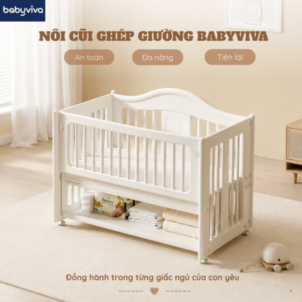 Nôi cũi ghép giường ba mẹ cho bé thương hiệu babyviva