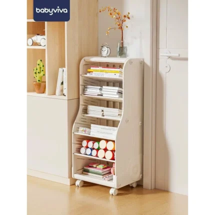 Kệ sách cho bé babyviva có bánh xe di chuyển và chế độ khoá bánh an toàn
